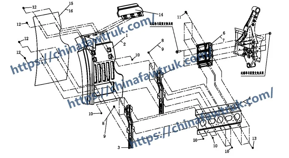 Ensemble logique de garde-boue arrière FAW