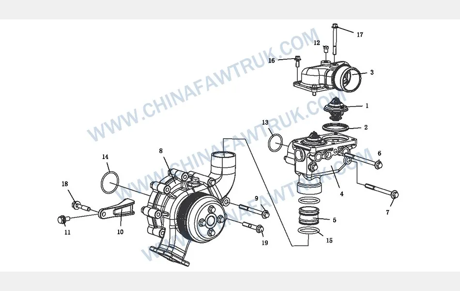 FAW Thermostat And Water Pump