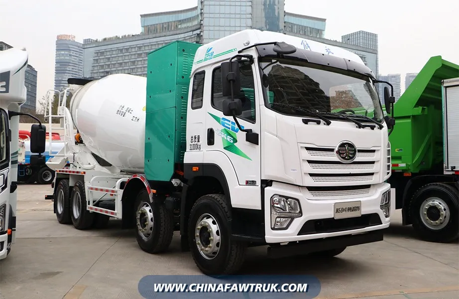 Qingdao Jiefang JK6 8x4 All-Electric Concrete Mixer Truck, 350 kWh