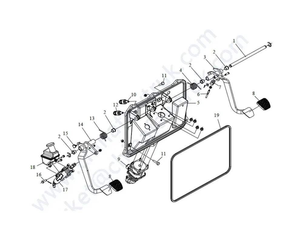 دواسة الفرامل مع صمام الفرامل ودواسة القابض مع أسطوانة ماجستير القابض 1086 فاو JH6
