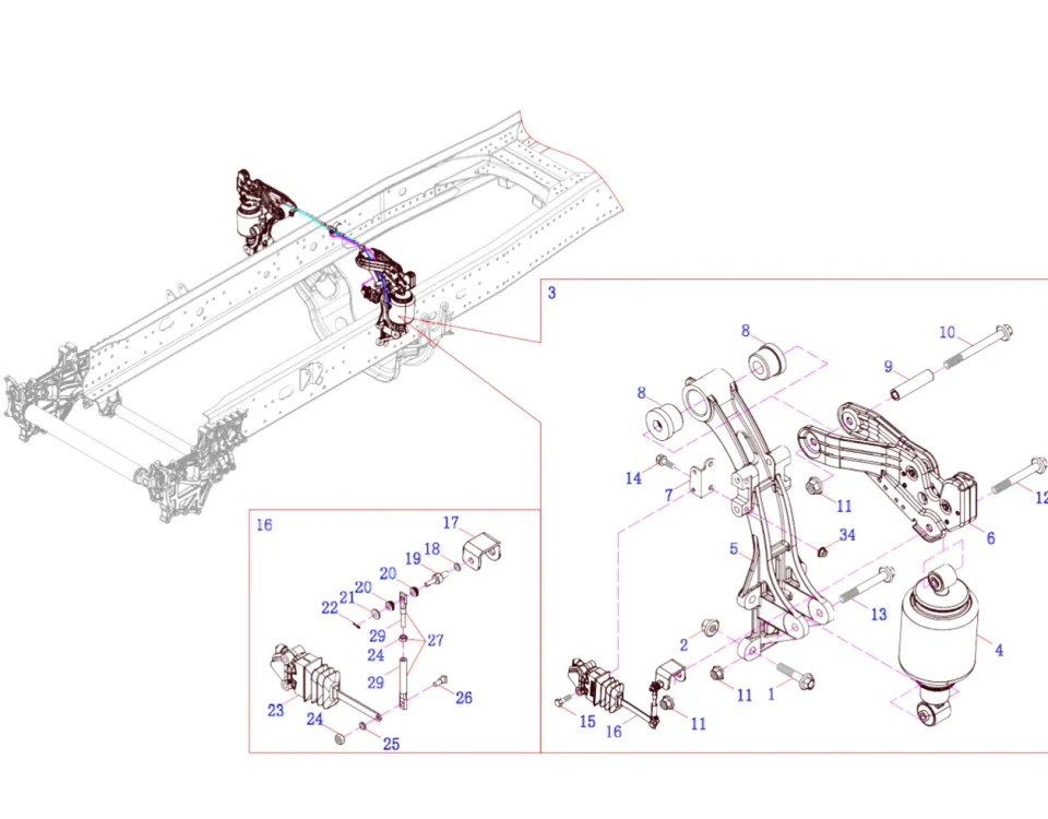 مجموعة منطق التعليق الخلفي للكابينة 1