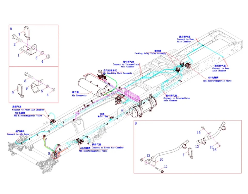 مجموعة خط أنابيب الفرامل الجوية الهيكل 1