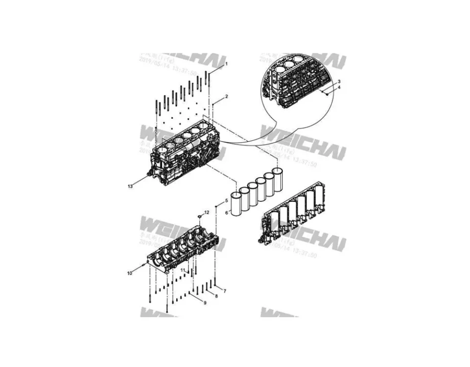 Grupo de blocos de montagem do motor