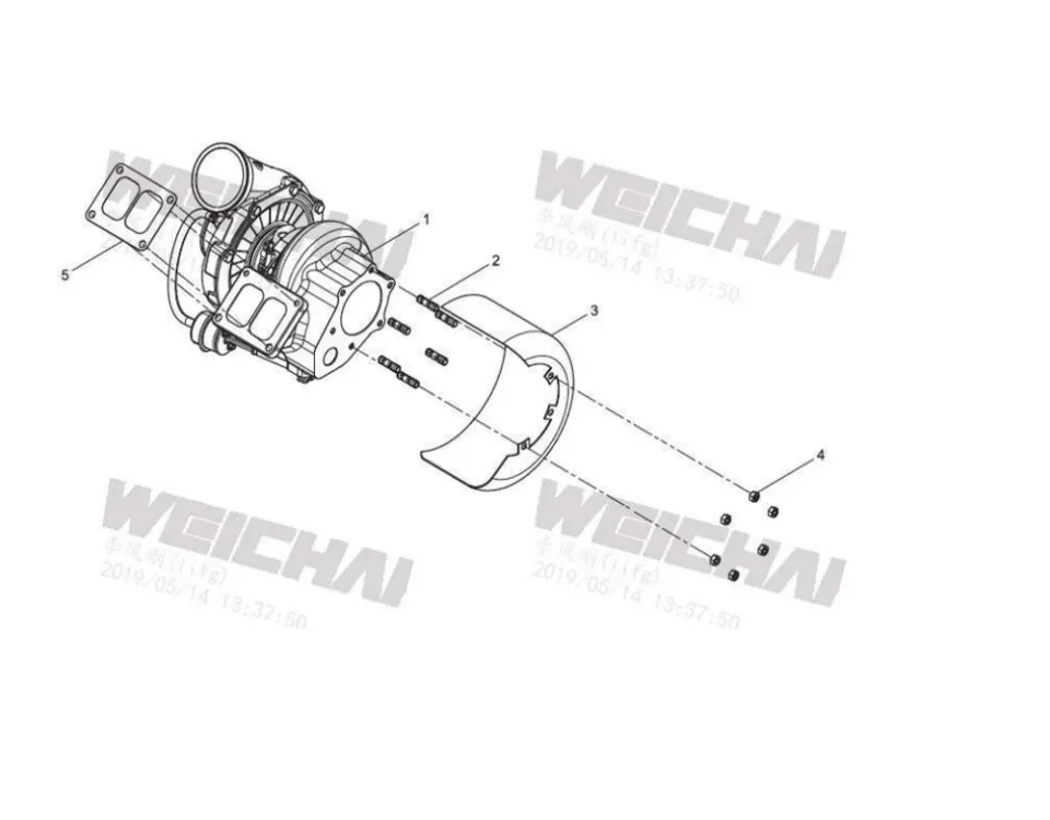 Группа двигателя с сборкой-турбохаржером
