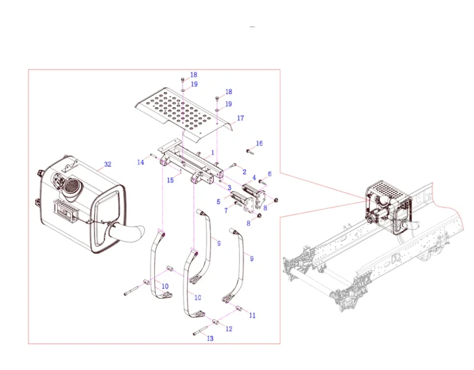 Module du système de traitement des gaz d'échappement et de queue