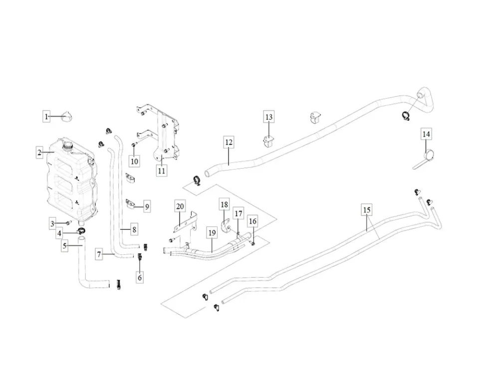 خزان توسيع FAW J6, حشو غطاء, قوس دبابة التوسع, خطوط الأنابيب