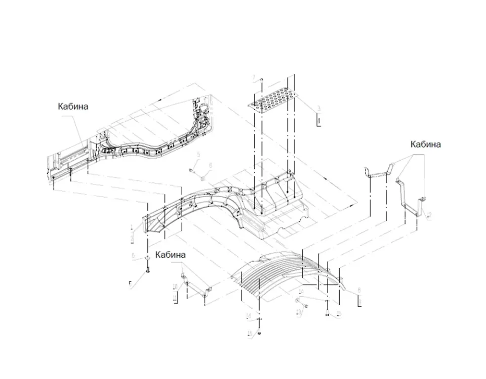FAW J6 الحاجز العلوي, واقي الطين العلوي ولوحة الجري ثلاثية المراحل