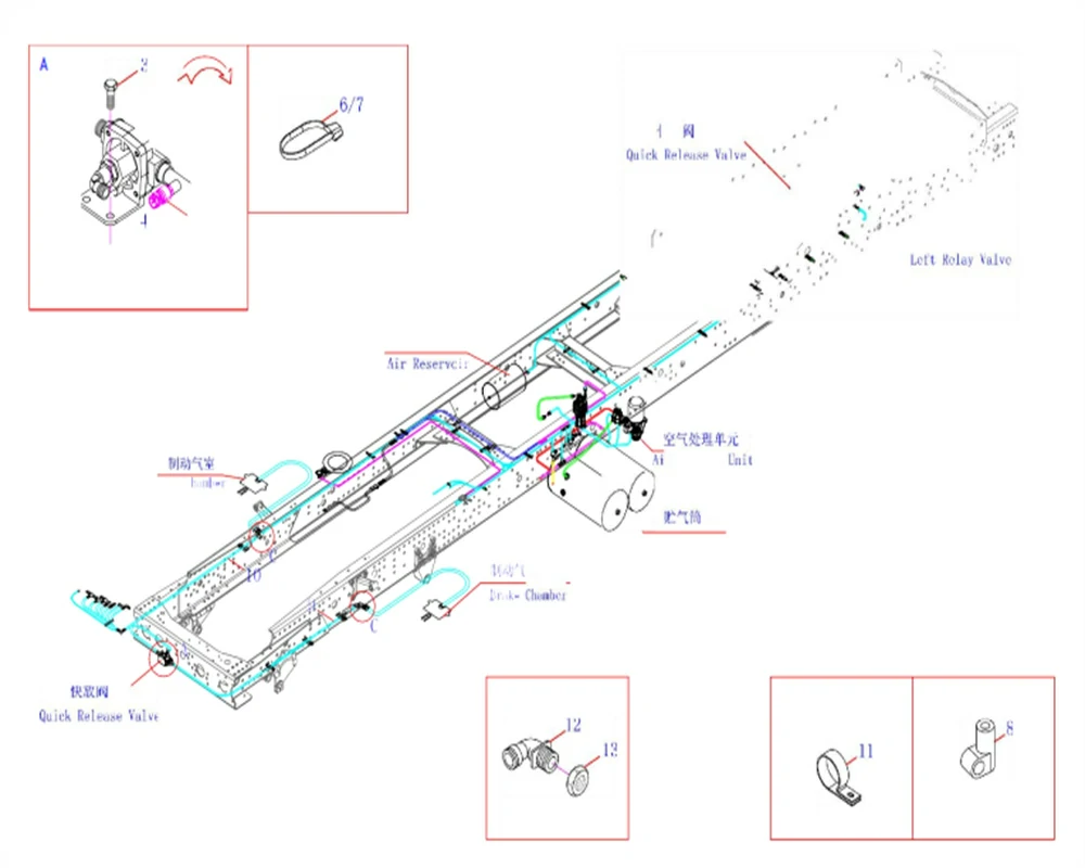 Módulo de piezas de freno del travesaño delantero y del eje delantero