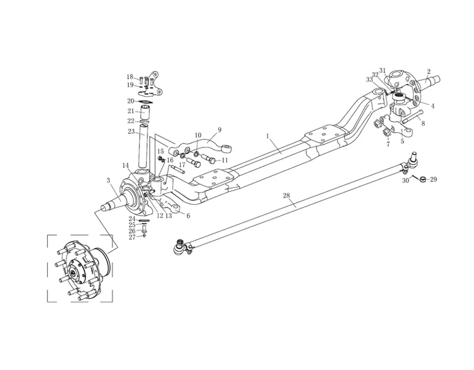 Conjunto do eixo dianteiro (aro de aço) FAW J7