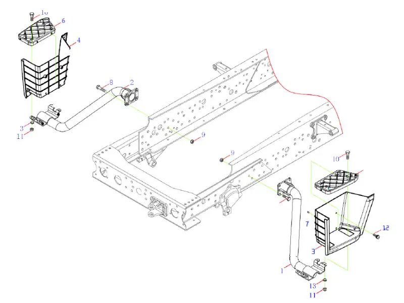 مستوى 1 تجميع ذراع الدواسة ودعم