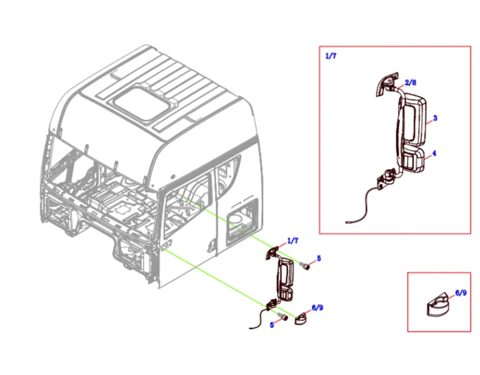 Внешнее зеркальное зеркальное зеркальное сборка