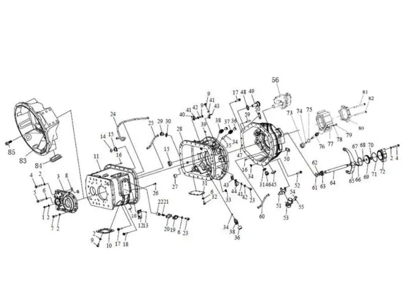 ناقل الحركة مع قابض تجميع PTO وناقل الحركة