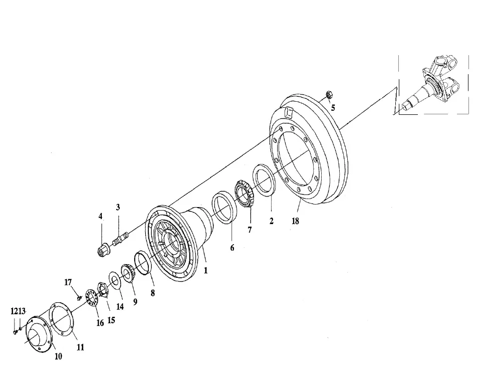 Moyeu de roue avant avec tambour de frein (deuxième axe avant) FAWJ6
