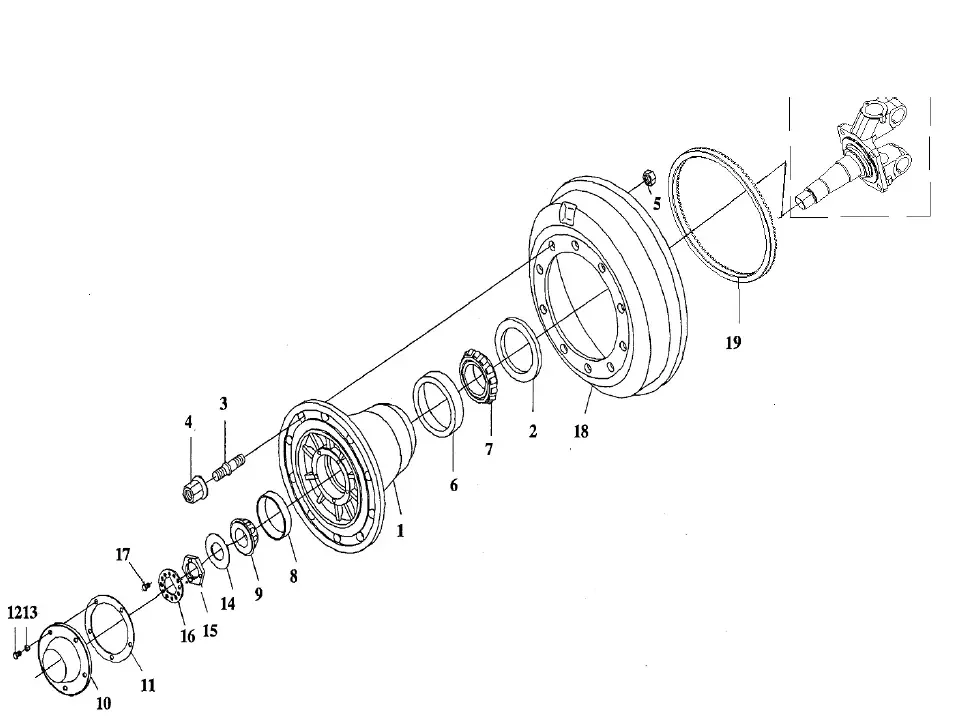 Moyeu de roue avant avec tambour de frein (Le premier axe avant) FAWJ6